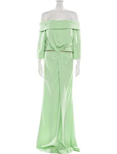 Pre-owned Prabal Gurung Off-the-shoulder Long Dress In Green