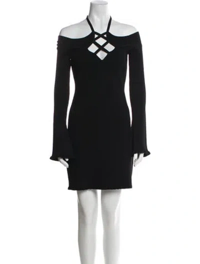 Pre-owned Prabal Gurung Off-the-shoulder Mini Dress In Black