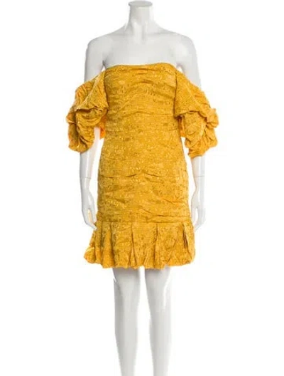 Pre-owned Prabal Gurung Off-the-shoulder Mini Dress In Yellow