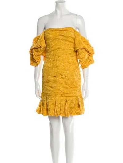 Pre-owned Prabal Gurung Off-the-shoulder Mini Dress In Yellow