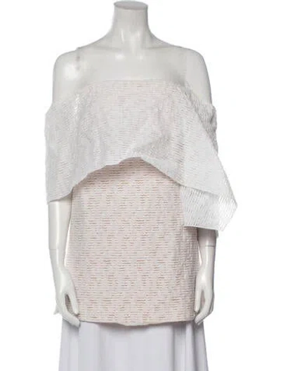 Pre-owned Prabal Gurung Off-the-shoulder Short Sleeve Tunic In White
