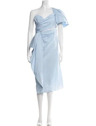 Pre-owned Prabal Gurung One-shoulder Midi Length Dress In Blue