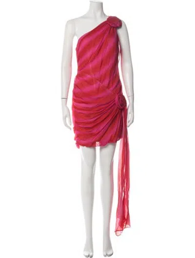 Pre-owned Prabal Gurung One-shoulder Mini Dress In Pink/red