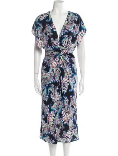 Pre-owned Prabal Gurung Paisley Print Long Dress In Black