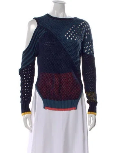 Pre-owned Prabal Gurung Patterned Crew Neck Sweater In Blue