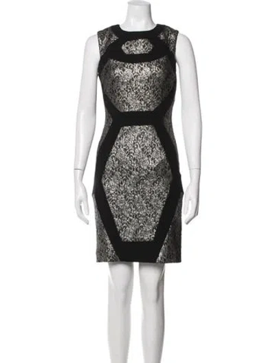 Pre-owned Prabal Gurung Patterned Mini Dress In Black/metallic/silver