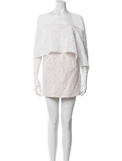 Pre-owned Prabal Gurung Patterned Mini Dress In White