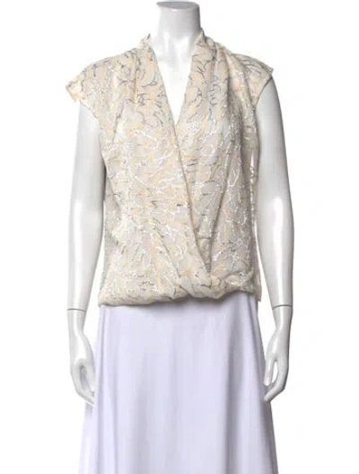 Pre-owned Prabal Gurung Patterned V-neck Top In Neutrals
