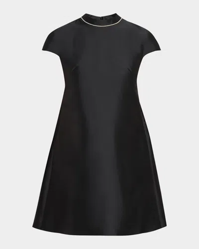 Prabal Gurung Pearly Collar Cap Sleeve Mini Dress In Black