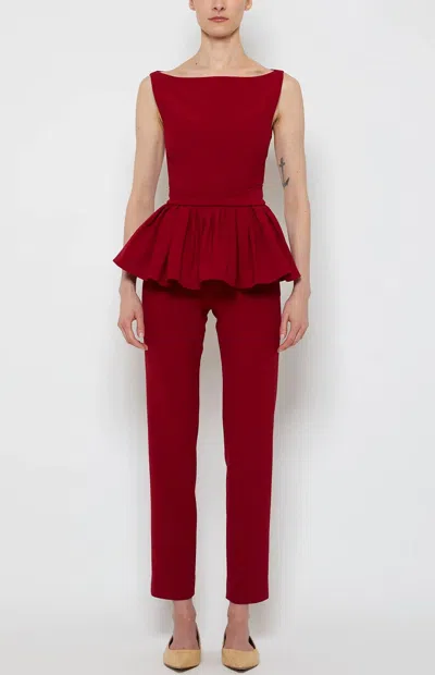 Prabal Gurung Peplum Square Neck Top In Red