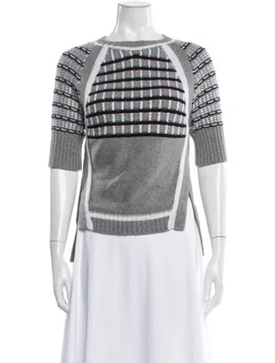 Pre-owned Prabal Gurung Plaid Print Bateau Neckline Sweater In Gray