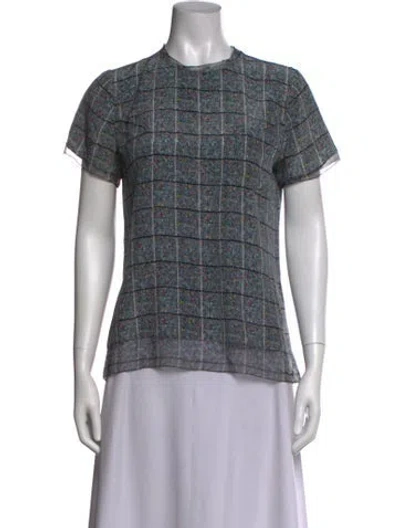 Pre-owned Prabal Gurung Plaid Print Crew Neck Top In Black