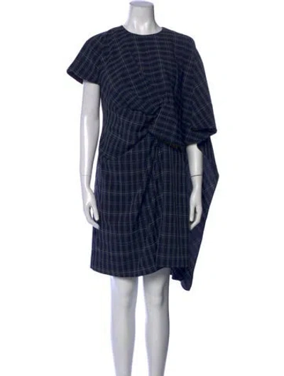 Pre-owned Prabal Gurung Plaid Print Mini Dress In Blue