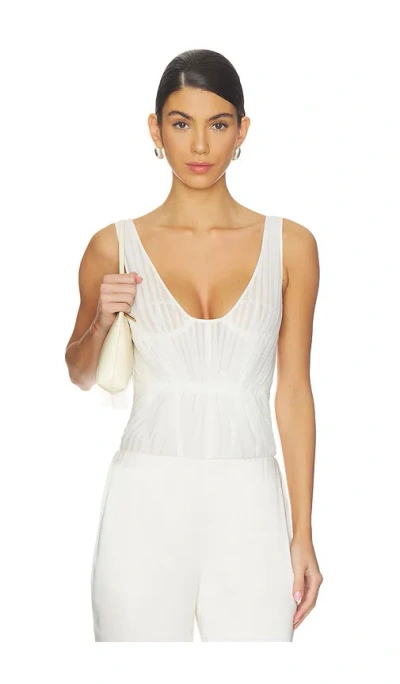 Prabal Gurung Plisse Corset Tank Bodysuit In White