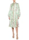 Prabal Gurung Poet Sleeve Shirt Dress In Ecru Multi In Yellow