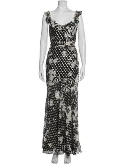 Pre-owned Prabal Gurung Polka Dot Print Long Dress In Multicolor