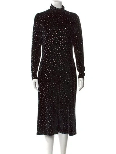 Pre-owned Prabal Gurung Polka Dot Print Midi Length Dress In Black