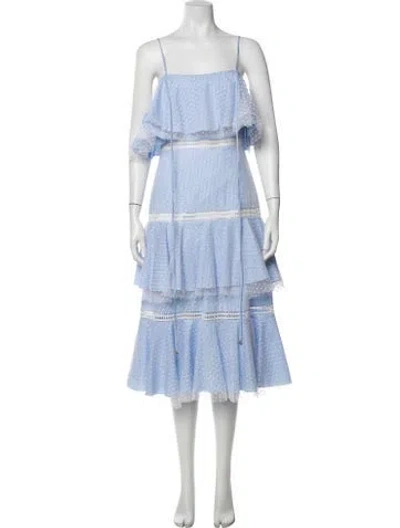 Pre-owned Prabal Gurung Polka Dot Print Midi Length Dress In Blue