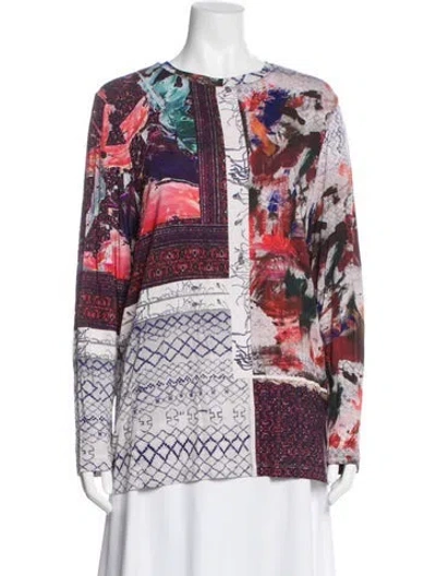 Pre-owned Prabal Gurung Printed Crew Neck Top In Multi