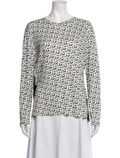 Pre-owned Prabal Gurung Printed Crew Neck Top In White
