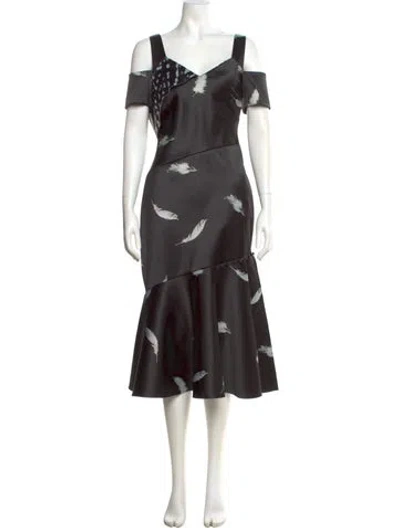 Pre-owned Prabal Gurung Printed Midi Length Dress In Black