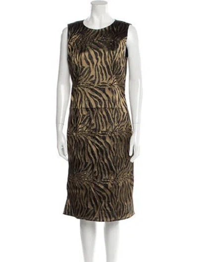 Pre-owned Prabal Gurung Printed Midi Length Dress In Brown