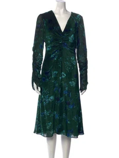 Pre-owned Prabal Gurung Printed Midi Length Dress In Green