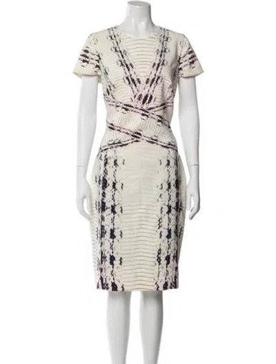 Pre-owned Prabal Gurung Printed Midi Length Dress In White