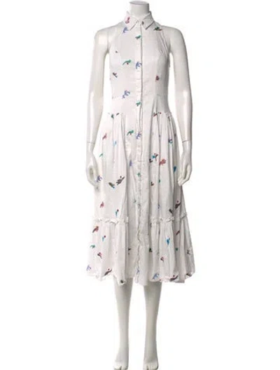Pre-owned Prabal Gurung Printed Midi Length Dress In White