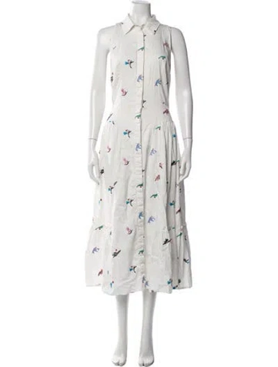 Pre-owned Prabal Gurung Printed Midi Length Dress In White