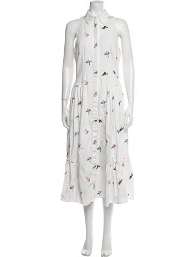 Pre-owned Prabal Gurung Printed Midi Length Dress In White