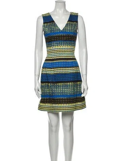 Pre-owned Prabal Gurung Printed Mini Dress In Blue