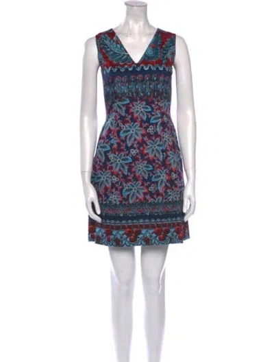 Pre-owned Prabal Gurung Printed Mini Dress In Blue