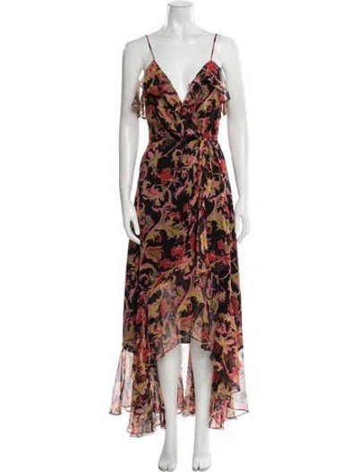 Pre-owned Prabal Gurung Printed Ruffle Embellishment Nightgown In Black