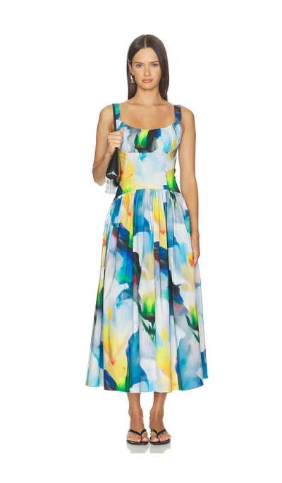 Prabal Gurung Ruched Waist Yoke Dress In Multi