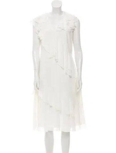 Pre-owned Prabal Gurung Ruffle-accented Midi Dress W/ Tags In Neutral