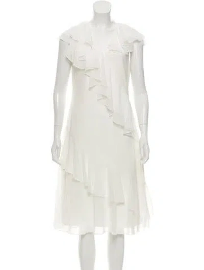 Pre-owned Prabal Gurung Ruffled Midi Dress In White