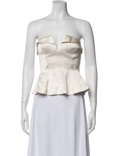 Pre-owned Prabal Gurung Satin Strapless Top In White