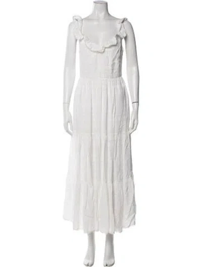 Pre-owned Prabal Gurung Scoop Neck Long Dress In White