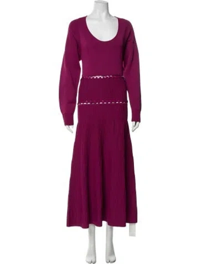 Pre-owned Prabal Gurung Scoop Neck Midi Length Dress In Purple