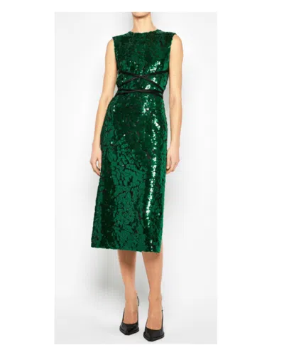 Prabal Gurung Sequin Midi Sheath Dress In Green