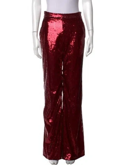 Pre-owned Prabal Gurung Sequin Wide Leg Pants In Red