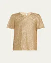 Prabal Gurung Sequined Flutter-sleeve Top In Gold