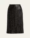 Prabal Gurung Sequined Plisse Pencil Skirt In Black