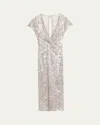 Prabal Gurung Sequined Twist-front Midi Dress In Multi