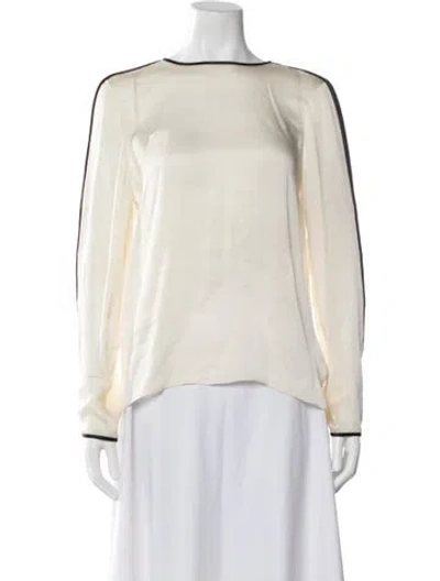 Pre-owned Prabal Gurung Silk Crew Neck Blouse In Neutral