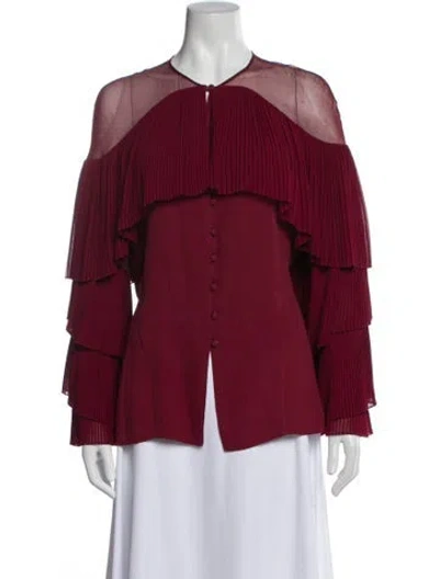 Pre-owned Prabal Gurung Silk Crew Neck Blouse In Red