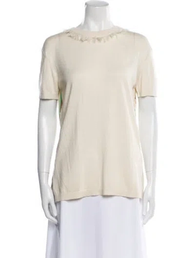 Pre-owned Prabal Gurung Silk Crew Neck Sweater In White