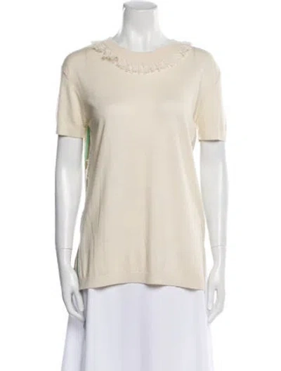 Pre-owned Prabal Gurung Silk Crew Neck Sweater In White