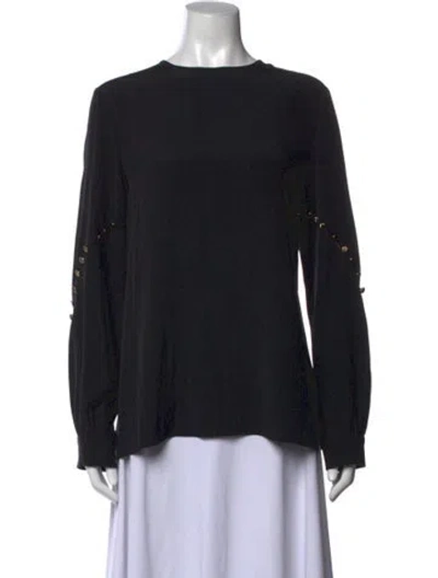 Pre-owned Prabal Gurung Silk Crew Neck Top In Black